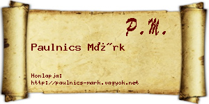 Paulnics Márk névjegykártya